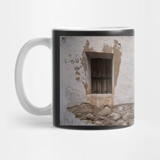 Wooden closed shutters. Mug